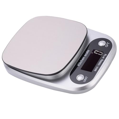 Healifty Báscula Digital de Cocina Portátil 10 Kg/1 G Acero Inoxidable Plateada sin Batería Balanza Electrónica Multifunción para Hornear y Medición Precisa de Café en Hogar y Tienda