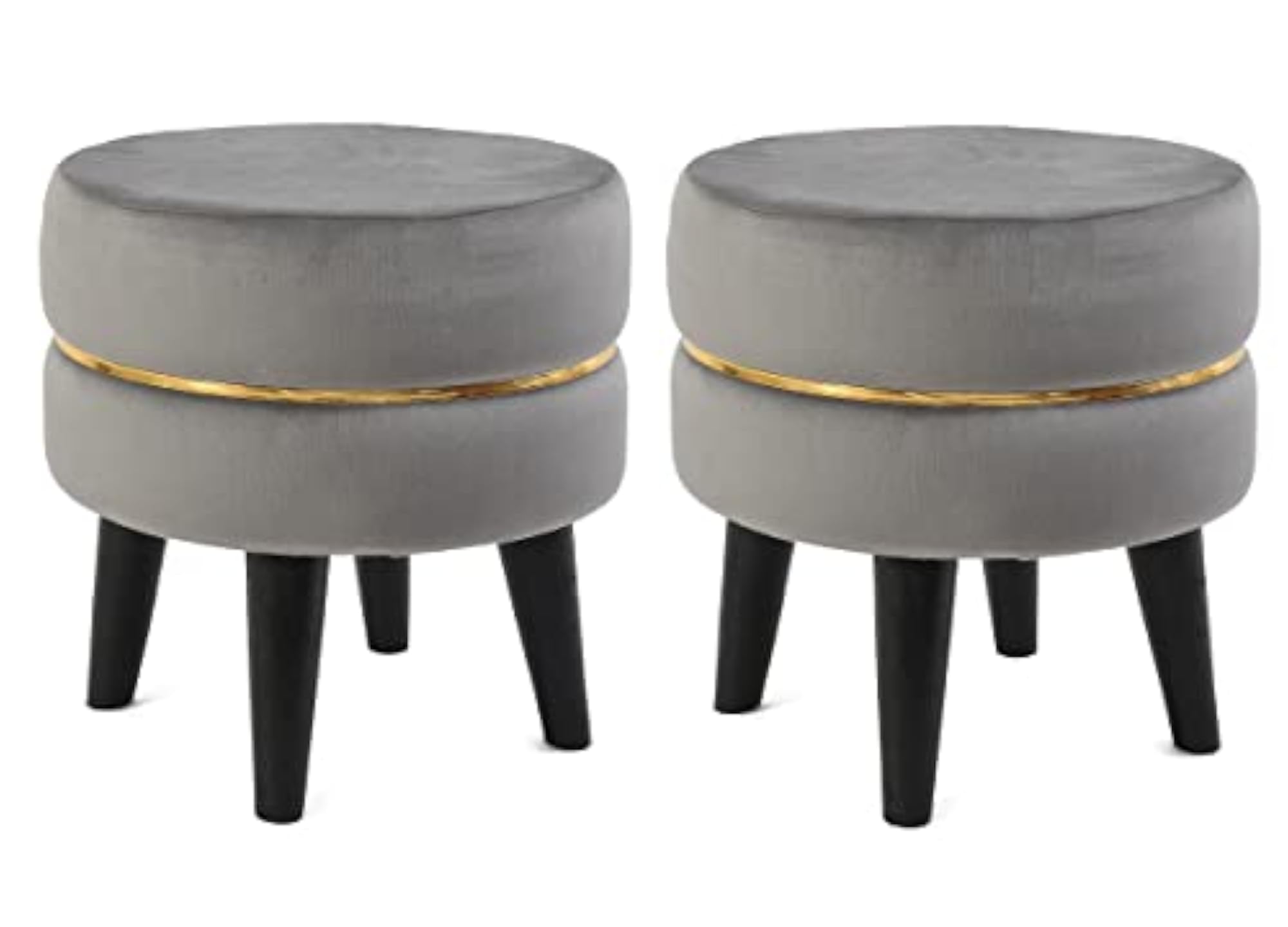 Velvet Stripe Foam Cushioned Pouffe for Living Room