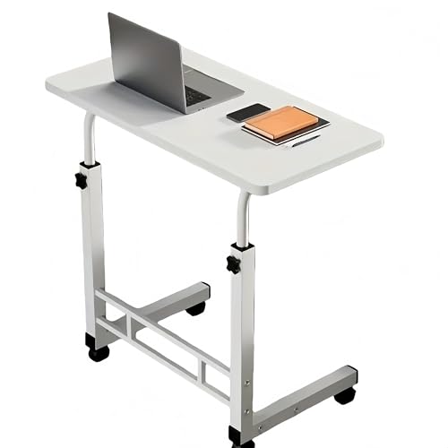 AWGTGCVY Mobile Height-Adjustable Computer Desk with Wheels, Movable Standing Desk, Height Adjustable, Suitable for Sofas, C-Shaped TV Tray Tables, and Laptop Trolley. (Warm White)