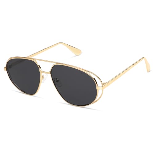 VANLINKER Retro Polarized Aviator Sunglasses for Women Men Classic Trendy Driving Sunglasses Designer Metal Frame VL98373