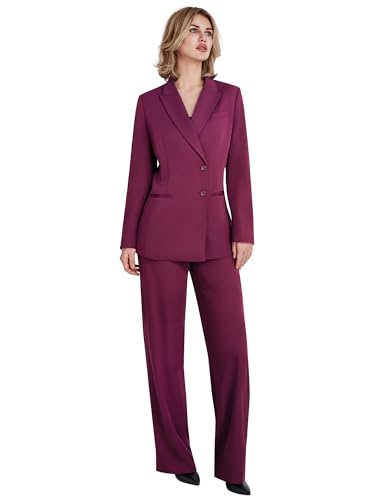 Women's 2 Piece Suit Two Button Business Casual Office Work Outfi...