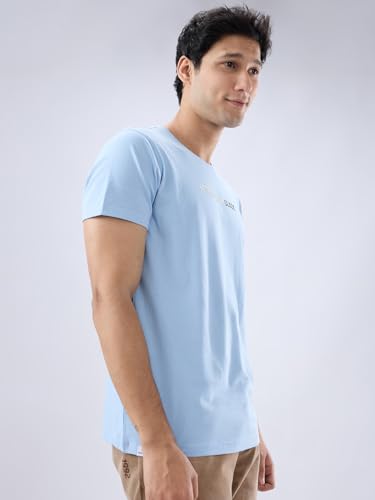 Image of Spykar Men's Slim Fit Crew Neck Half Sleeve Solid Casual T-Shirt