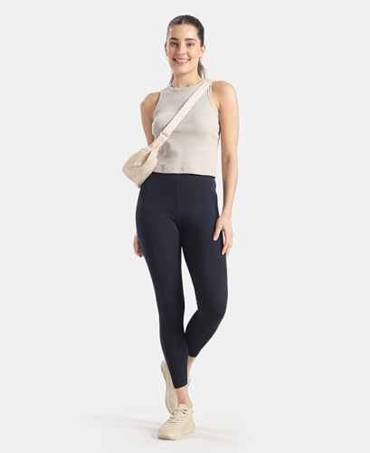 Image of Jockey AW87 Women's Super Combed Cotton Elastane Stretch High Rise Leggings with Ultrasoft Waistband