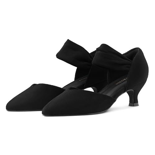 Women's Kitten Heels Pointed Closed Toe Slip On Low Pumps Dress Shoes for Wedding Party Work4