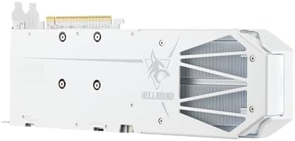 Side view of PowerColor Hellhound OC White graphics card showing single 8-pin power connector and white backplate