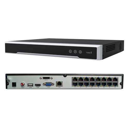DS-7616NI-Q2/16P 4K NVR 16 Channel 16-ch 16 PoE Network Video Recorder Work with 8MP/6MP/5MP/4MP IP Camera suppport up to 8TB Hard Drive (HDD not Include)