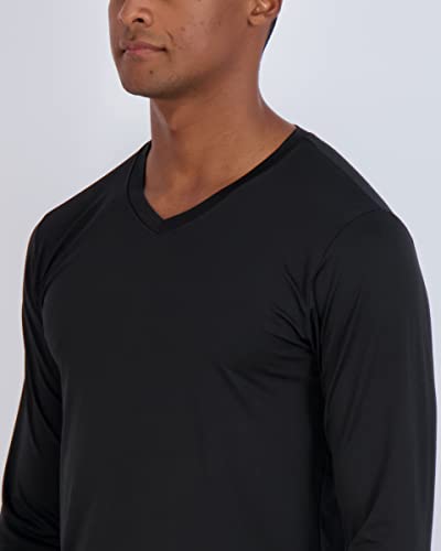 Real Essentials 4 Pack: Men's Dry Fit Long Sleeve V-Neck Active T-Shirt - Athletic Outdoor UPF 50+ (Available in Big & Tall)3