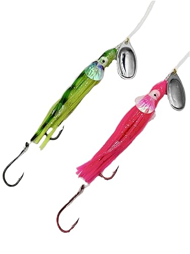 Squid Skirt Spinner Lure UV Gill Double Hooks Salmon Steelhead Bass