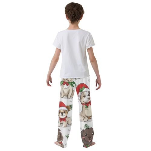 ZZXXB Christmas Puppy Dogs Boys Long Pants Soft Trousers Elastic Waist Kids Lounge Bottoms with Pockets S-XL3