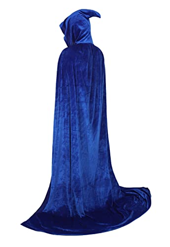 Hengzhifeng Capa con Capucha Adulto Disfraz Halloween Vampiresa Mujer Medieval Hombre (Small, Azul)