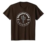 Pinnacle Peak Mountain Designs of Phoenix Arizona T-Shirt, Youth, Brown, Small