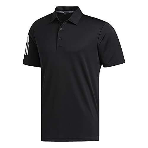 adidas Golf 3-Stripe Basic Polo Shirt, Black/White, Medium