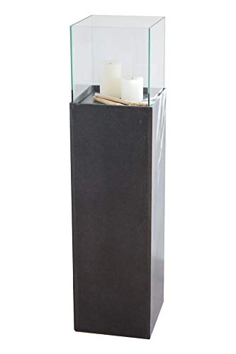 VIVANNO Windlicht-Säule 100 cm Kerzenständer in Beton-Optik Anthrazit, Deko Laterne mit Glas-Einsatz