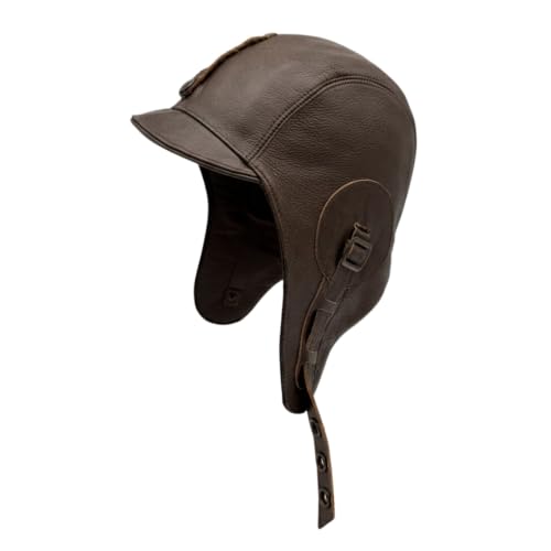 Cote Cuir | Simon Model S | Genuine Chestnut Leather Aviator Hat
