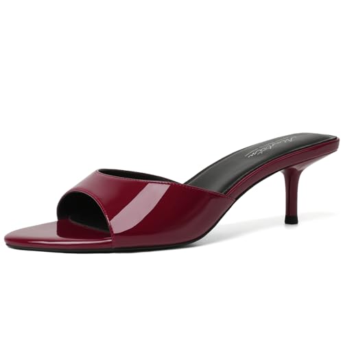 Image of Mostrin Kitten Heels for Women Pointed Toe Vintage Mules Heels Sexy Slip on Stiletto Backless Sandals for Party Wedding Daily