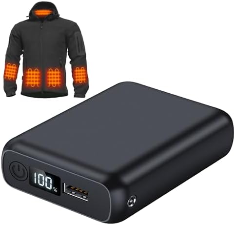 12V 18400mAh Heated Jacket Battery Pack, Battery Pack for Heated Jacket, Rechargeable Power Bank for Heated Jacket, Heated Pants with DC/USB/Type-C Output LED Display