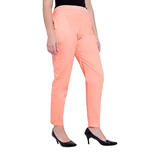 Image of BLUE STAR SHARK Stretchable Cotton Lycra Cigarette Pants | Versatile and Stylish Women's Pants | Comfortable Slim Jeggings | Ankle Length Straight Trousers for Office, Formal, Casual Wear
