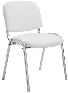 CLP Stapelstuhl Ken I Konferenzstuhl Mit Kunstleder-Bezug I Metall In Chrom-Optik, Farbe:weiß