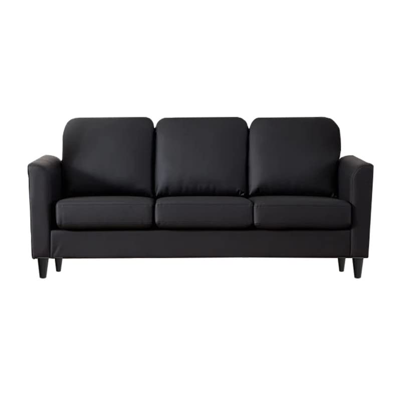 Image of Jerry 3 Seater Leatherette Sofa Set for Living Room Black |Leather Sofa 3 Seater | Three Person Sofas Couch for Office Festival Gift