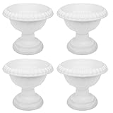 PRETYZOOM 4 Pack White Roman Flower Pots for Wedding Centerpieces, Mini Pedestal Vase for Party, Anniversary, Ceremony, Indoor and Outdoor Decoration, 6.29x5.51 Inches
