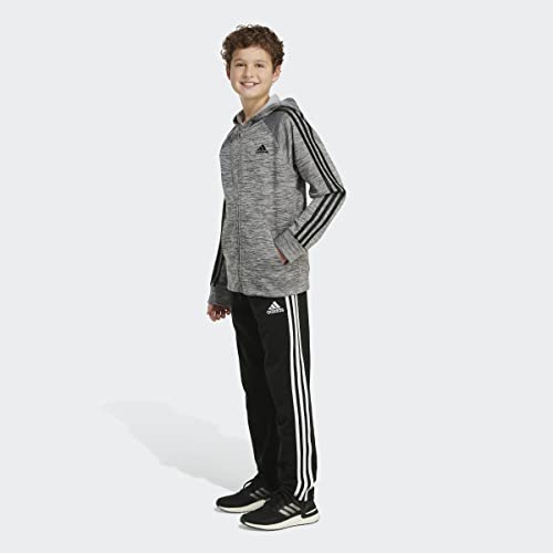 Adidas Boys' Zip Front Indicator Hooded Jacket, Charcoal Gray Heather, Medium (10/12) #TOP5