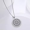 VASSAGO Om Aum Necklace Ohm Lotus Pendant Buddha Chain Stainless Steel Round Meditation Jewelry for Men Women (Silver-3) #3