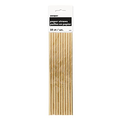 Pitillos de papel con brillo dorado, 8.25 pulg, pack 10 miniatura 2