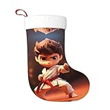 YYHWHJDE Medias decorativas de Navidad con estampado de karate de dibujos animados, material de franela, suave, ligero y agradable al tacto