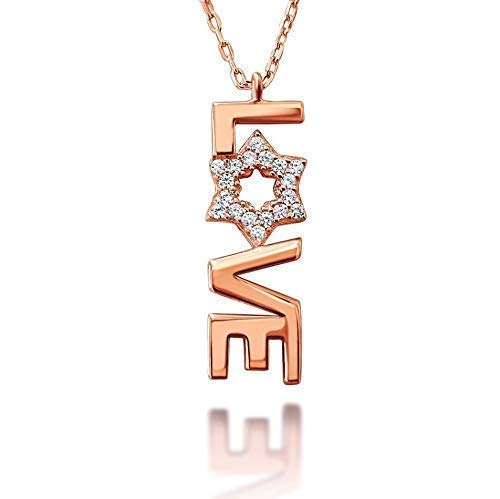 Star Of David Love Jewish Necklace In 14K Rose Gold Plate For Girls #TOP29