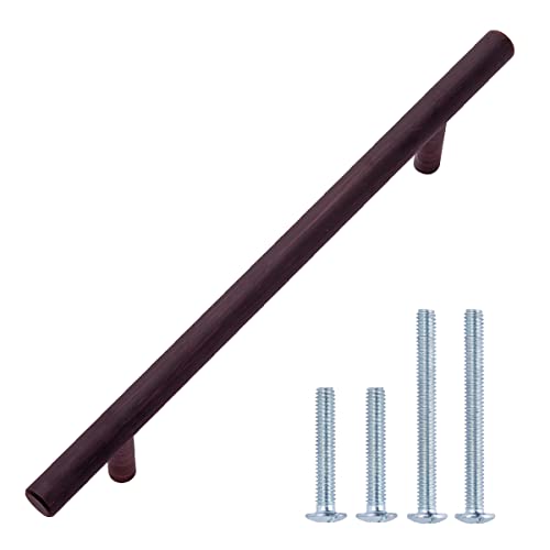 Image of South Main Hardware Euro Bar Cabinet Drawer Pull Handle (3 /8 inch Diameter), 7.38 inch Length (5 inch Hole Center), Oil Rubbed Bronze, Mounting Hardware Included, 10-Pack