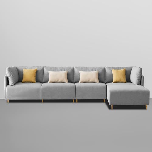 Image of Carina RHS 6 Seater L Shape Sofa Set for Living Room (Grey Fabric) Premium Fabric Sofa
