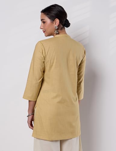 Image of Amazon Brand - Myx Women Pure Cotton Embroidered Short Kurti | Tunic | Short Kurta (Available in Plus Sizes)