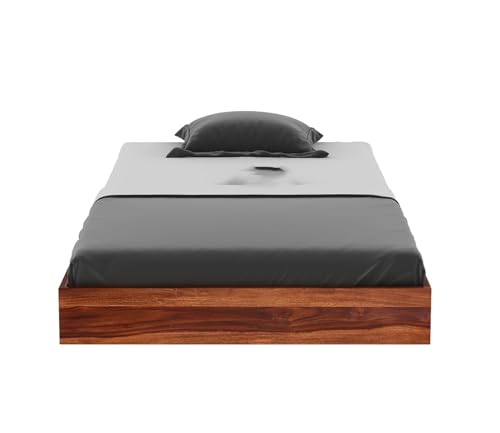 Image of CRAFT D ARTS Sheesham Wood Low Height Single Size Bed Without Storage | Wooden Single Bed | Space Saving Low Floor /Lying /Rise /Level /Profile Cot Bed for Bedroom | Bryan, Honey Finish