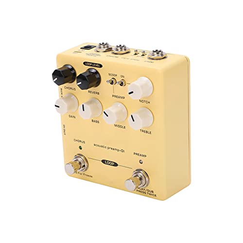 Pedal equalizador de 3 bandas, botão de reverberação de coro multifuncional efeito acústico pré-ampl