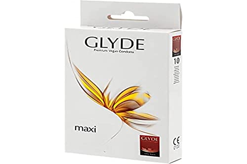Glyde Ultra Maxi 10 große Condome mit 56mm Breite (XL), vegane Kondome ohne Casein, zertifiziert mit der Vegan-Blume