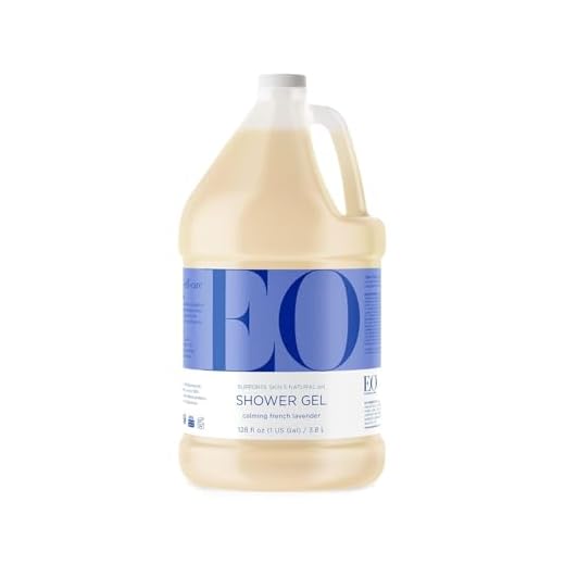 EO Shower Gel Body Wash Refill, 1 Gallon, French Lavender, Organic Plant-Based Skin Conditioning Cleanser with Pure Essentials Oils
