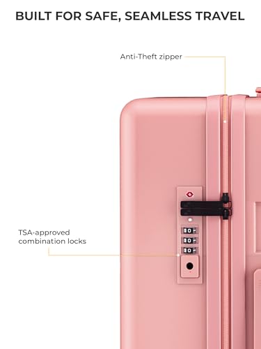Image of EUME Classic Cabin 55 Cm, Check-in Medium 65 Cm & Check-in Large 75 Cm Luggage Trolley Bags for Travel - Set of 3 (Pink Blaze) | Polycarbonate (PC) 8 Hinomoto Wheels Suitcase | Cabin Trolley Bags