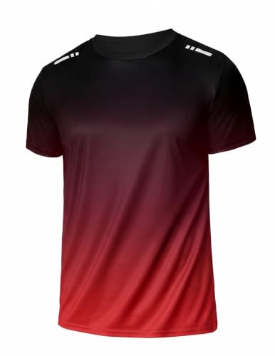 PINSPARK Herren Laufshirt Kurzarm UPF50+ mit Reflektoren Rot 3XL