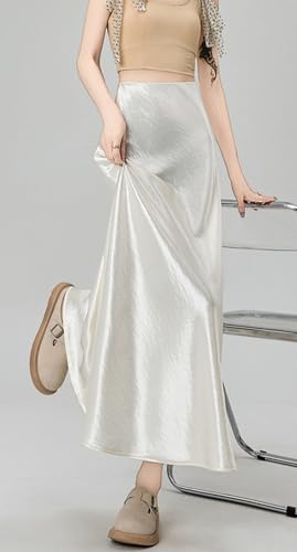 Women’s Satin Mermaid Maxi Skirt Elastic High Waist Elegant Fishtail Bodycon Cocktail Party Long Skirts4