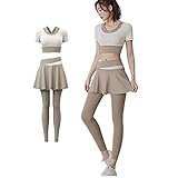 [Kayuuhin] スポーツウェア レディース 上下セット ヨガウェア トップス スポーツブラ 速乾性 カップ付き レギンス ストレッチ ヨガパンツ おしゃれ 通気性 伸縮性 快適な動き(アイボリーホワイト·カーキ色, XL)