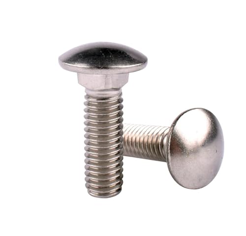 Image of 3 /8-16 x 1 Carriage Bolts Screws, 18-8 Stainless Steel 304, Round Head, Square Neck, UNC Fully Machine Coarse Threaded,10Pcs