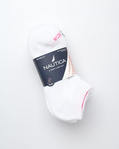 Image of Nautica Womens No Show Socks Moisture Wicking Athletic Low Cut Socks 6 Pack | Moisture Wicking Dri-Motion Fabric, Cushioned Key Areas, Banded Arch Support, No Show Low Cut, Shoe Size 4-10