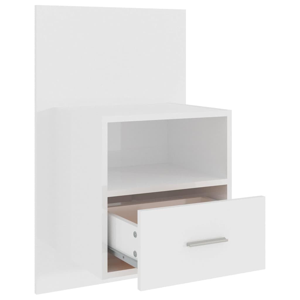 Mesita de noche de pared con cajón, color blanco brillante