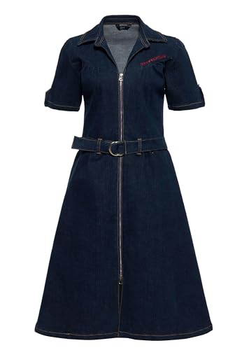 Queen Kerosin Damen Jeanskleid Swing Kleid A-Linien Kleid Rockabella 1950S Vintage Retro Rock'n'roll Denim Rockabilly