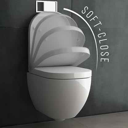 Alpenberger Hänge WC Komplettset | Wand WC Spülrandlos | Toilettendeckel mit Absenkautomatik | Geberit Spülkasten Bausatz Betätigungsplatte | Vorwandelement WC Set Komplett mit Schallschutz – Bild 4