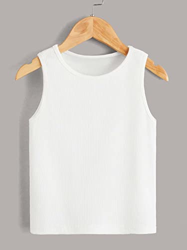 Milumia Girl's 2 Pieces Solid Ribbed Knit Tank Top Crew Neck Sleeveless Basic Tops4