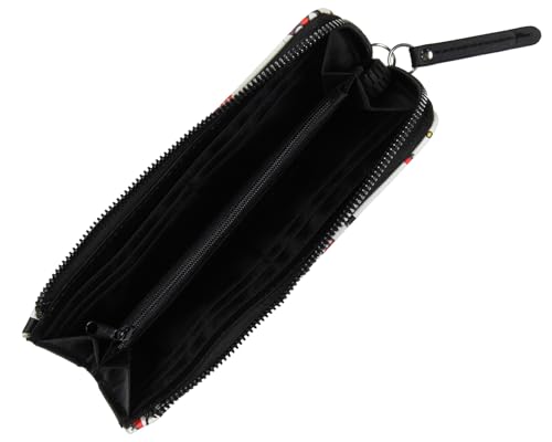 AI ACCESSORY INNOVATIONS Sanrio Hello Kitty Checkerboard Character Design Faux Leather Full Zip Wallet with Metal Hello Kitty Logo Badge3