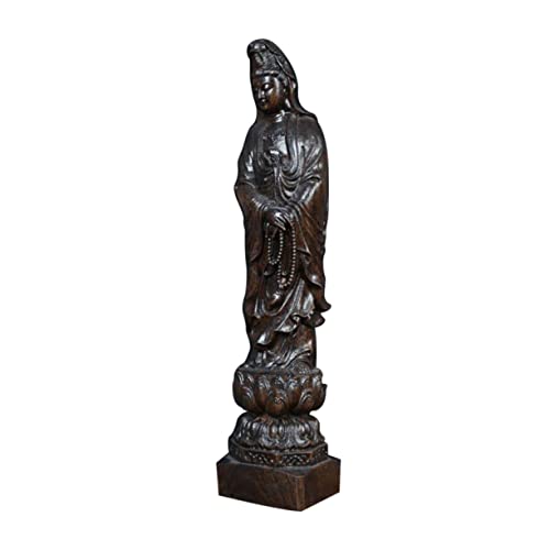 PartyKindom Scultura Di Buddha Da Scrivania Legno Antico Statua Decorativa Avalokitesvara Per Arredamento E Meditazione Ornamento Vintage Per Casa E Ufficio