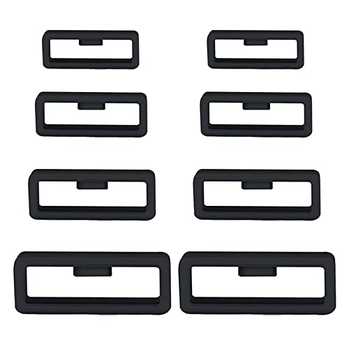 QCZJ Lot de 8 bracelets de montre en caoutchouc en silicone avec boucle noire en caoutchouc noir - Accessoires pour bague - Noir - Pour homme - 18 mm, 20 mm, 22 mm, 24 mm Cover