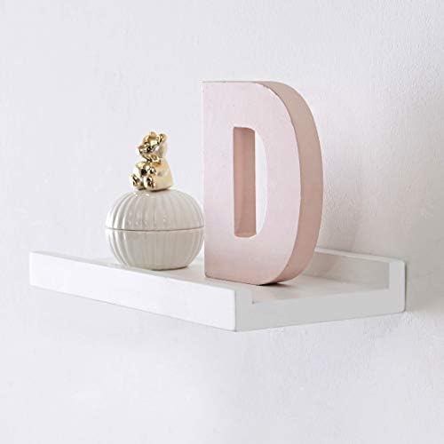 HAUSDECO Oak Wooden Floating Shelves Picture Ledge White Wood Shelf for Home, Living Room, Bedroom, Bathroom, Office (12 Inches, White)